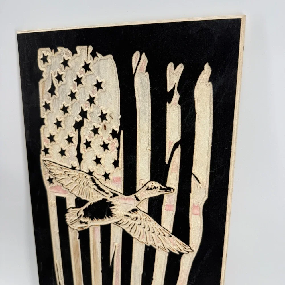 Duck American Flag Laser Cut/Engraved Wooden US‎ Handmade 18